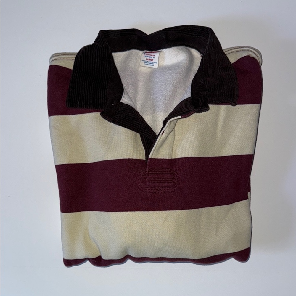 J. Crew Burgundy and Cream Striped Sweater